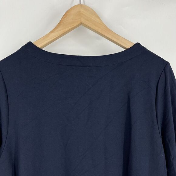 J Jill Wearever Tunic Top Size Medium Navy Sweatshirt Gray Side Stripe Pullover - Picture 6 of 8